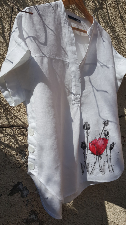 Bílý len s vlčím mákem, vel.M/L, oversized — foto 5