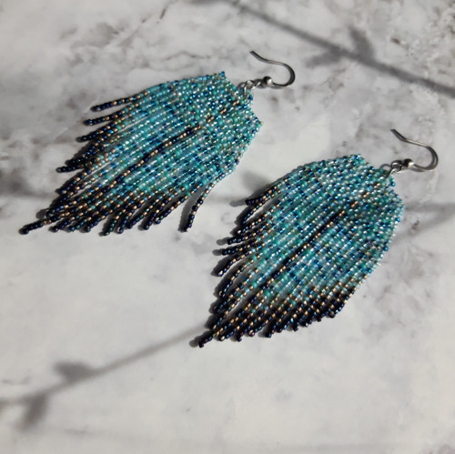 Trendy blue - šité náušnice — foto 2