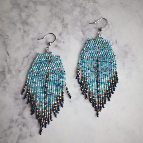 Trendy blue - šité náušnice — foto 3