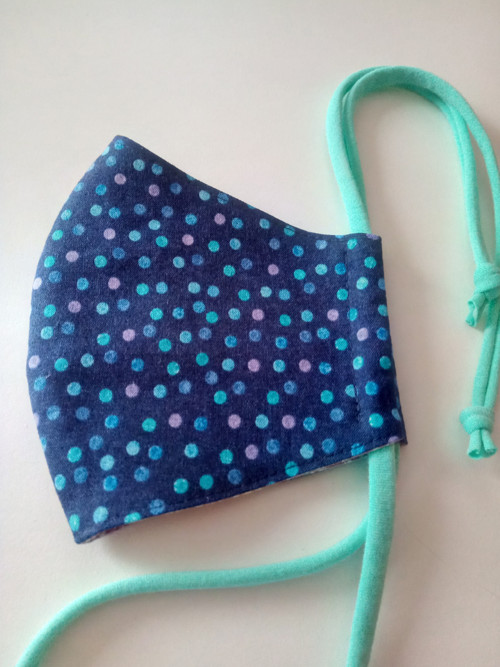 Polka Dots on Navy ... bavlněná rouška — foto 6