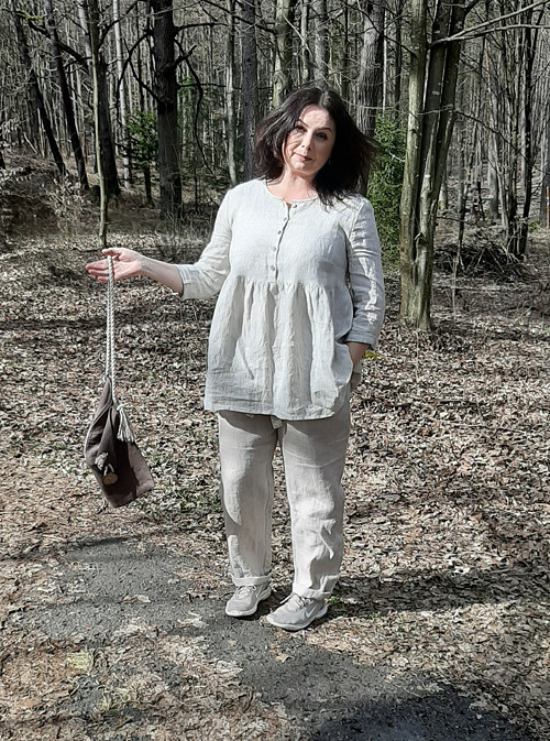 Ľanová tunika - pásik — foto 2