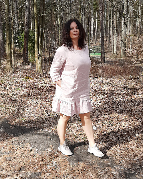 Ľanové mini šatičky - ružové — foto 2