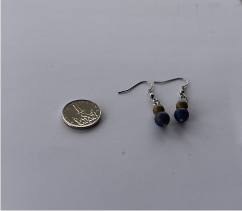 Náušnice lapis lazuli- unakit — foto 3