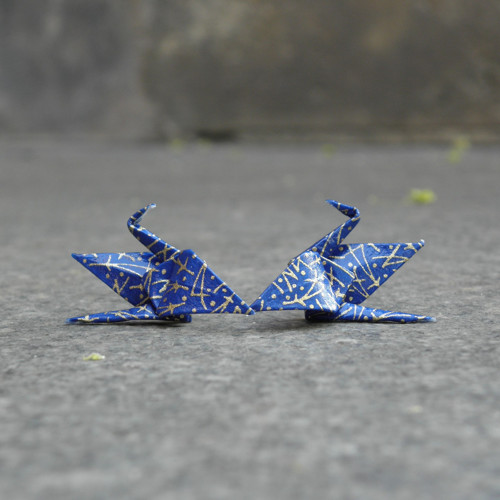 Jeřáb - origami náušnice - puzeta — foto 4