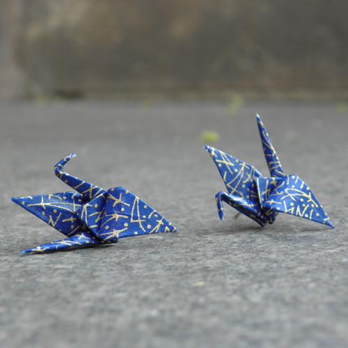 Jeřáb - origami náušnice - puzeta — foto 2