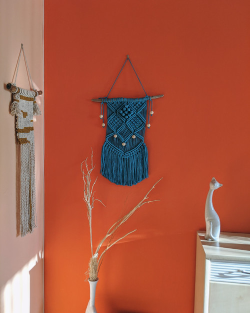 Macrame záves v tyrkysovej farbe — foto 6