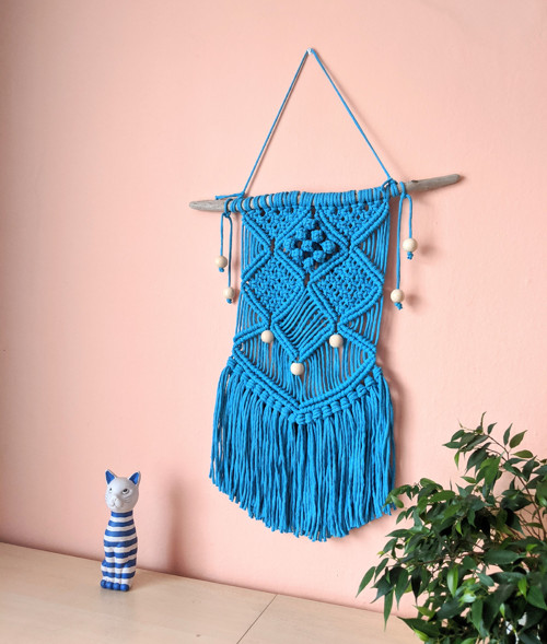 Macrame záves v tyrkysovej farbe — foto 3