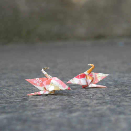 Jeřáb - origami náušnice - puzeta — foto 2