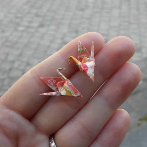 Jeřáb - origami náušnice - puzeta — foto 4
