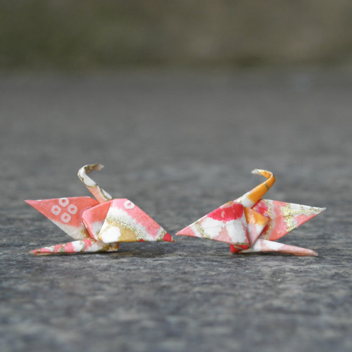 Jeřáb - origami náušnice - puzeta — foto 3