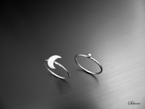 Stříbrný 925 SET Prstýnky Basic minimalist a Moon — foto 3