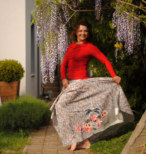 "Drafonfly´n´Roses", kolová maxisukně — foto 3