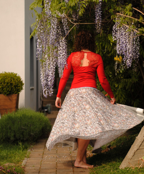 "Drafonfly´n´Roses", kolová maxisukně — foto 4