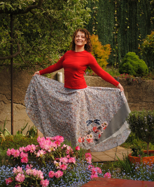 "Drafonfly´n´Roses", kolová maxisukně — foto 6