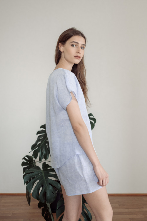 Domácí set LEN světle modrý — foto 4