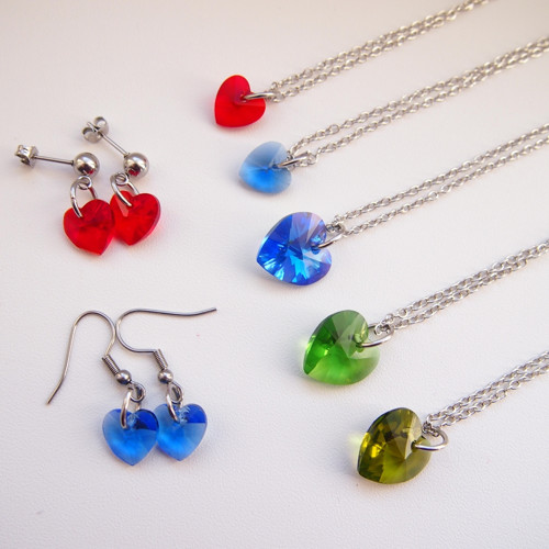Náušnice s modrými srdíčky Swarovski — foto 3