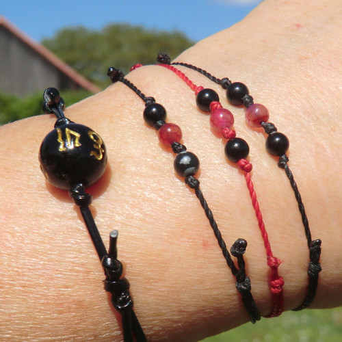 3 kamínky Elegance červ. * Obsidi + Rubelit + Onyx — foto 5