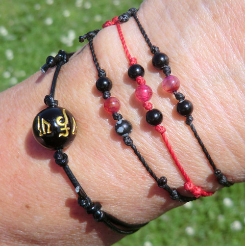 3 kamínky Elegance červ. * Obsidi + Rubelit + Onyx — foto 2