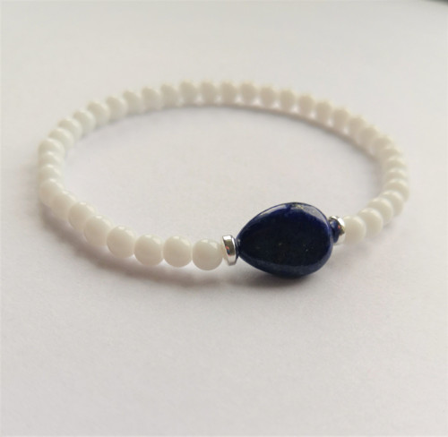 Lapis lazuli ve sněžném jadeitu*náramek — foto 6