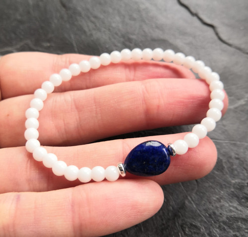 Lapis lazuli ve sněžném jadeitu*náramek — foto 3
