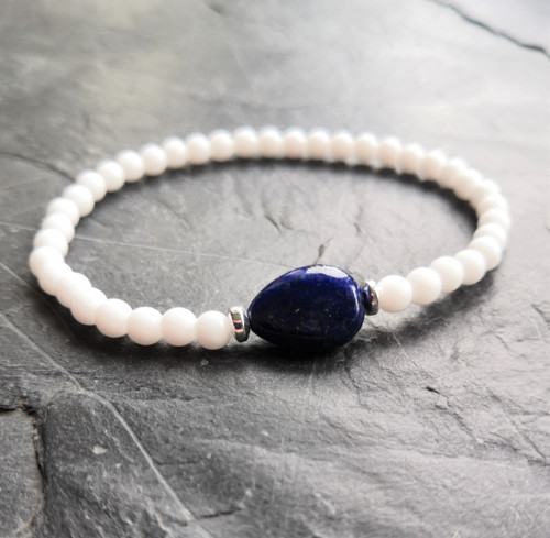 Lapis lazuli ve sněžném jadeitu*náramek — foto 4