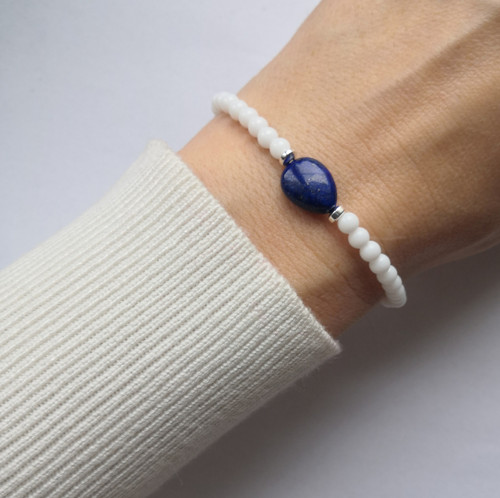 Náušnice*lapis lazuli*kapky*ocel — foto 5