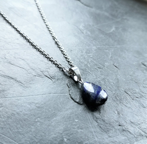 Náhrdelník*lapis lazuli*kapka*ocel — foto 3