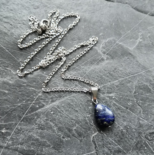 Náhrdelník*lapis lazuli*kapka*ocel — foto 2