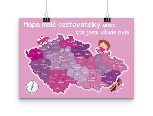 Cestovatelská mapa ČR pro děti - růžová - A2 — foto 3