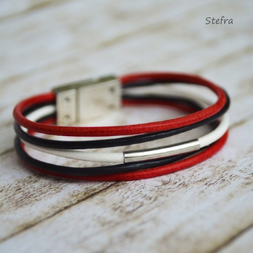 Red black - kožený náramek — foto 2