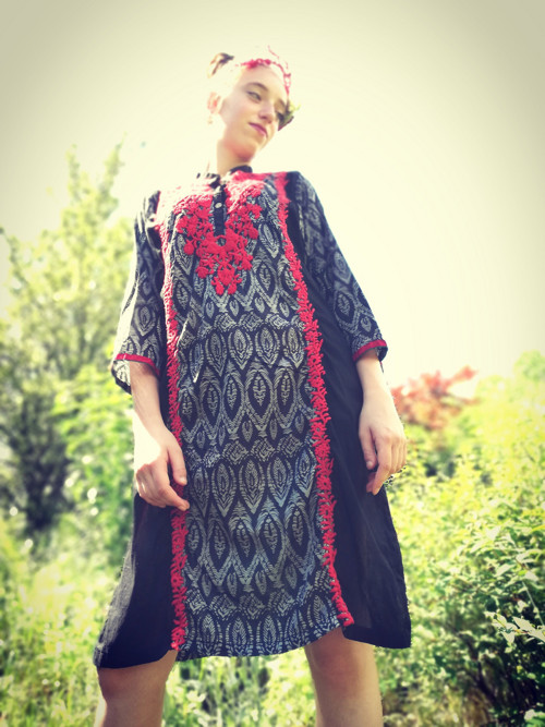 Boho tunika černo - rudá — foto 4