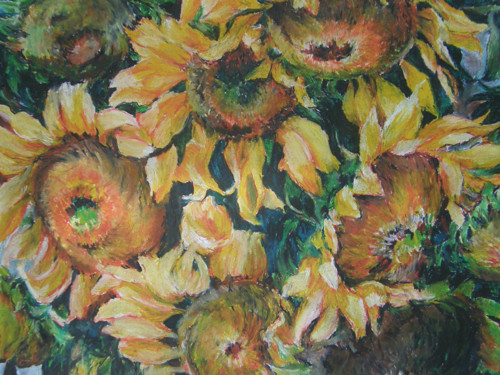 Slunečnice - pastel, originál A1, 84cm x 60cm — foto 5