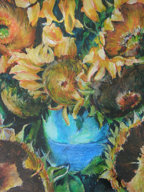 Slunečnice - pastel, originál A1, 84cm x 60cm — foto 2
