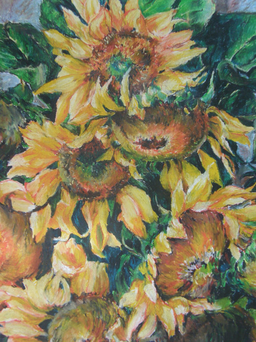 Slunečnice - pastel, originál A1, 84cm x 60cm — foto 4