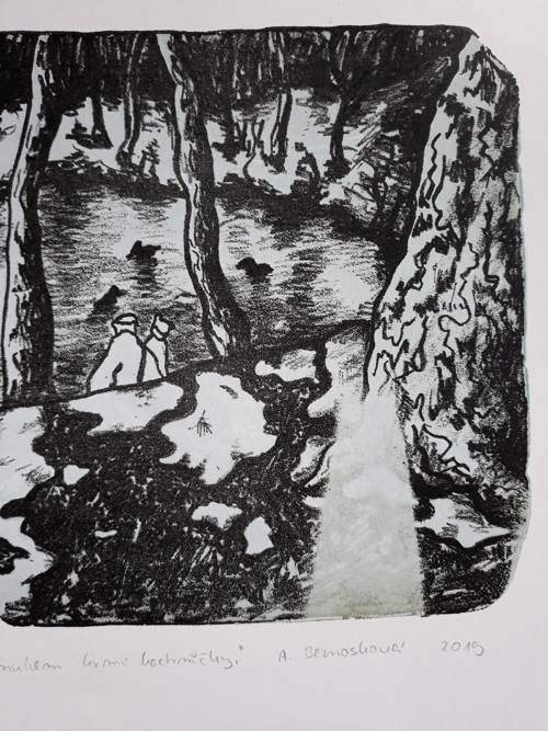 Krmení kachniček - litografie — foto 3