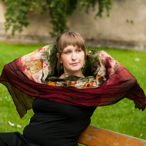 Šála hedvábná zelená na objednávku — foto 2
