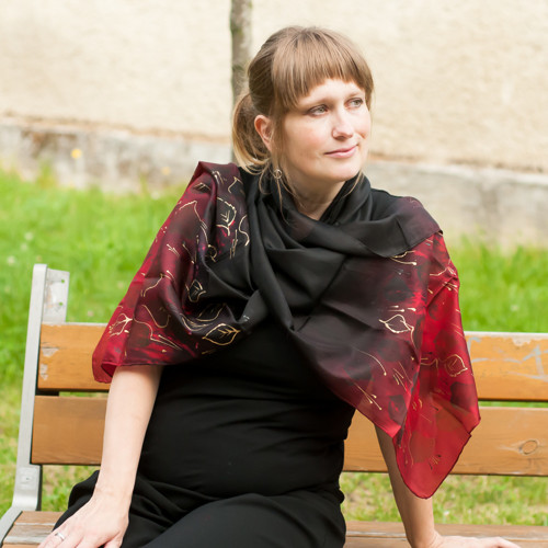 Šála hedvábná černá — foto 3