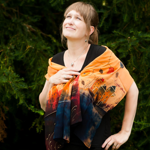 Šála hedvábná oranžová — foto 2