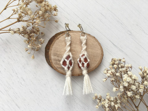 Macramé náušnice s jaspisem — foto 2