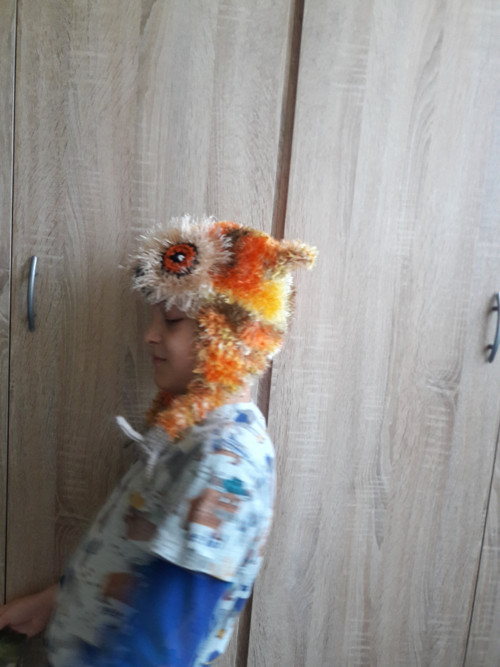 Dětská zimní ušanka SOVIČKA ZLATAVÁ — foto 2