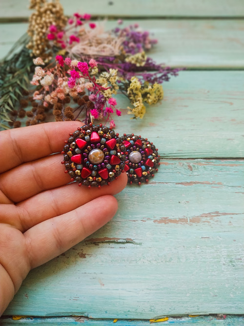 Mosaic earrings - vyšívané náušnice — foto 2