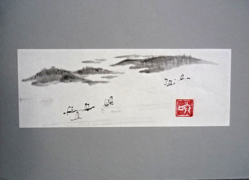 Japonská tušová malba sumi-e "lodičky" — foto 2