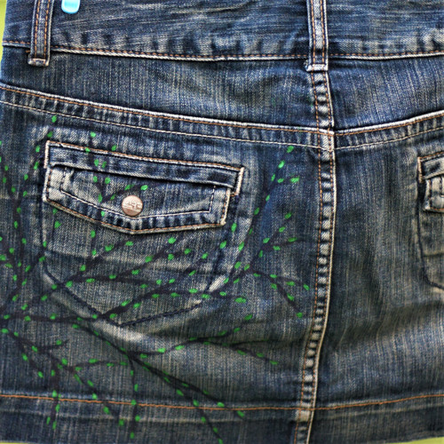 Denim sukně mini květy — foto 4