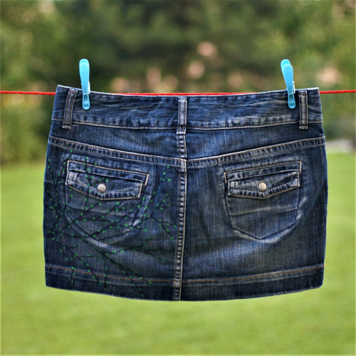 Denim sukně mini květy — foto 2