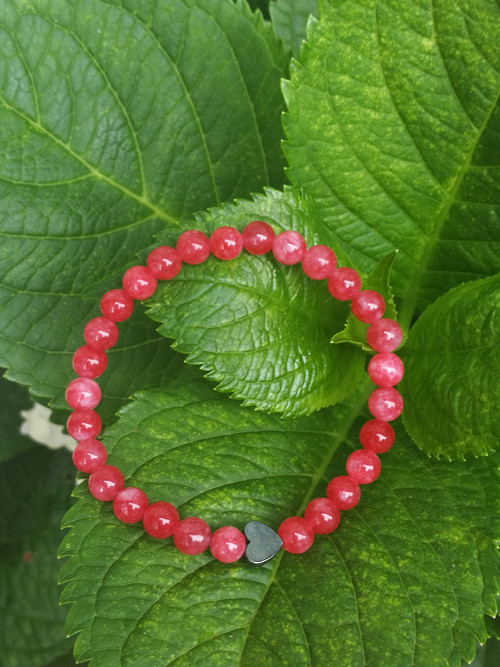 Náramek z minerálů - jadeit cherry — foto 3
