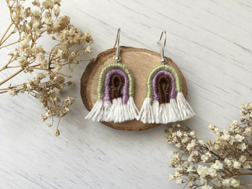 Macramé náušnice Duha — foto 2