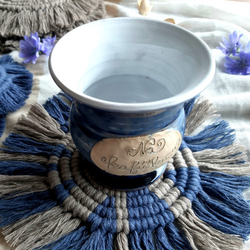 Prostírka/podšálek macramé - kávová-modrá — foto 2
