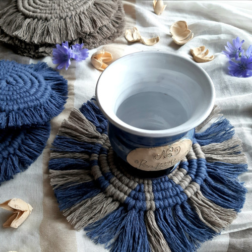 Prostírka/podšálek macramé - kávová-modrá — foto 5
