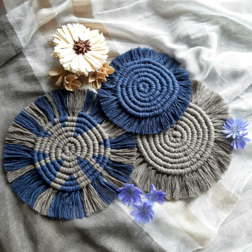 Prostírka/podšálek macramé - kávová-modrá — foto 6