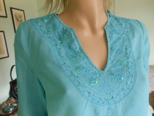 Lněná boho, etno tunika, vel.S — foto 3